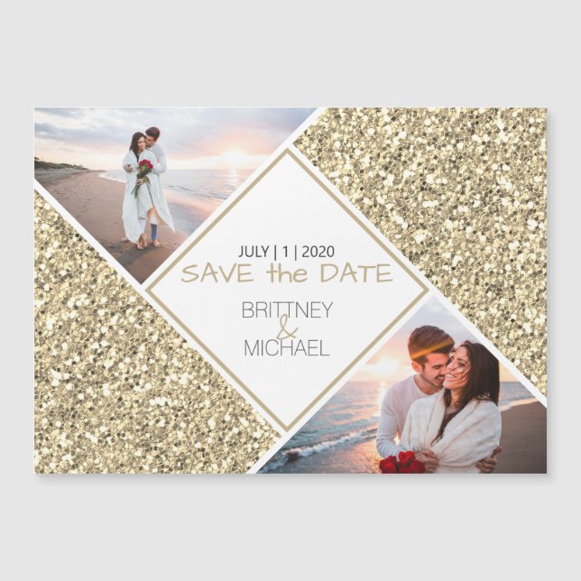 Colagem de Fotografias com Glitter Dourado (Frente)