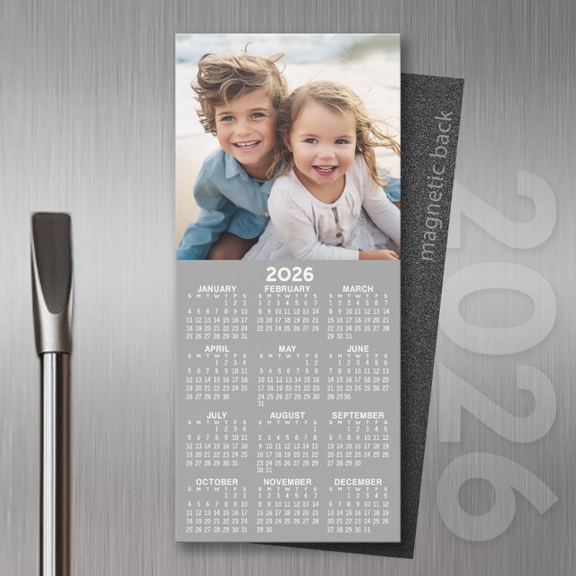 Colagem de Fotografias do Calendário 1 - Pode Edit (2026 Calendar Magnet for the Fridge or Home Office - Add a Photo for a Personal Touch)