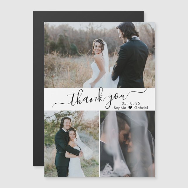 Colagem de Fotografias do Elegant Script Wedding 3 (Frente/Verso)