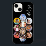 Colagem de Fotografias Múltiplas Simples Personali<br><div class="desc">Colagem de Fotografias Múltiplas O Simples Nome Personalizado Hexagon A capas de iphone do Padrão Hexagônico apresenta uma colagem de fotografias das suas fotografias favoritas em forma de hexágono. Personalizado com seu nome. Perfeito para o aniversário, Natal, Dia de as mães, Dia de os pais, Avós, irmão, irmã, melhor amigo...</div>