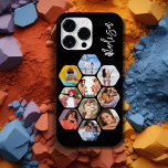 Colagem de Fotografias Múltiplas Simples Personali<br><div class="desc">Colagem de Fotografias Múltiplas O Simples Nome Personalizado Hexagon A capas de iphone do Padrão Hexagônico apresenta uma colagem de fotografias das suas fotografias favoritas em forma de hexágono. Personalizado com seu nome. Perfeito para o aniversário, Natal, Dia de as mães, Dia de os pais, Avós, irmão, irmã, melhor amigo...</div>