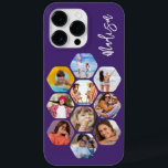 Colagem de Fotografias Múltiplas Simples Personali<br><div class="desc">Colagem de Fotografias Múltiplas O Simples Nome Personalizado Hexagon A capas de iphone do Padrão Hexagônico apresenta uma colagem de fotografias das suas fotografias favoritas em forma de hexágono. Personalizado com seu nome. Perfeito para o aniversário, Natal, Dia de as mães, Dia de os pais, Avós, irmão, irmã, melhor amigo...</div>