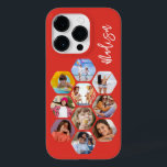 Colagem de Fotografias Múltiplas Simples Personali<br><div class="desc">Colagem de Fotografias Múltiplas O Simples Nome Personalizado Hexagon A capas de iphone do Padrão Hexagônico apresenta uma colagem de fotografias das suas fotografias favoritas em forma de hexágono. Personalizado com seu nome. Perfeito para o aniversário, Natal, Dia de as mães, Dia de os pais, Avós, irmão, irmã, melhor amigo...</div>