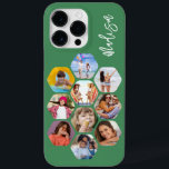 Colagem de Fotografias Múltiplas Simples Personali<br><div class="desc">Colagem de Fotografias Múltiplas O Simples Nome Personalizado Hexagon A capas de iphone do Padrão Hexagônico apresenta uma colagem de fotografias das suas fotografias favoritas em forma de hexágono. Personalizado com seu nome. Perfeito para o aniversário, Natal, Dia de as mães, Dia de os pais, Avós, irmão, irmã, melhor amigo...</div>