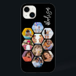 Colagem de Fotografias Múltiplas Simples Personali<br><div class="desc">Colagem de Fotografias Múltiplas O Simples Nome Personalizado Hexagon A capas de iphone do Padrão Hexagônico apresenta uma colagem de fotografias das suas fotografias favoritas em forma de hexágono. Personalizado com seu nome. Perfeito para o aniversário, Natal, Dia de as mães, Dia de os pais, Avós, irmão, irmã, melhor amigo...</div>
