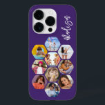 Colagem de Fotografias Múltiplas Simples Personali<br><div class="desc">Colagem de Fotografias Múltiplas O Simples Nome Personalizado Hexagon A capas de iphone do Padrão Hexagônico apresenta uma colagem de fotografias das suas fotografias favoritas em forma de hexágono. Personalizado com seu nome. Perfeito para o aniversário, Natal, Dia de as mães, Dia de os pais, Avós, irmão, irmã, melhor amigo...</div>