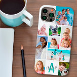 Colagem de Fotografias Personalizada 9 Nome do Mon<br><div class="desc">Crie a sua própria capa de telefone personalizada de célula personalizada de colagem de fotos utilizando este design de modelo de fotografia fácil de carregar com 9 imagens em diferentes tamanhos e formas, com um monograma e um nome em estilos de fonte editáveis e cores em relação à sua escolha...</div>