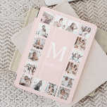 Colagem de Fotografias Personalizada Cor-de-rosa E<br><div class="desc">Crie sua própria colagem personalizada de 16 fotos,  fundo rosa-pinto branco do cobrir inteligente ipad. A face do cobrir inteligente ipad também apresenta o seu monograma. Adicione suas fotos,  designs ou trabalhos de arte favoritos para criar algo realmente único.</div>