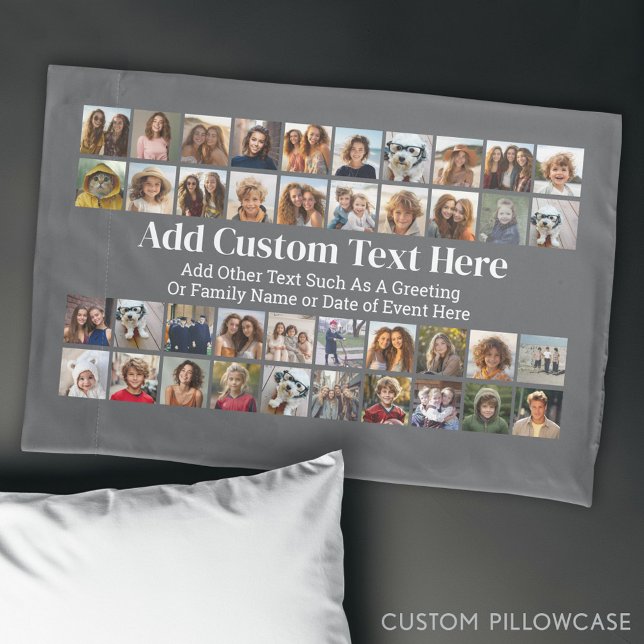 Colagem de Fotos 40 - 4 Linhas 10 Colunas - com Te (Custom Photo Collage Pillowcase)