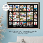 Colagem de Fotos 45 Fotos Preto Personalizado<br><div class="desc">Crie o seu próprio impressão de fotografias de colagem com este modelo para 45 fotografias, fácil de carregar, para fazer um presente personalizado com o seu texto, título ou mensagem para comemorar uma ocasião especial ou para uma apresentação de uma compilação de memórias fotográficas favoritas. DICA FOTO: Pré-recorte/dimensione as fotos...</div>