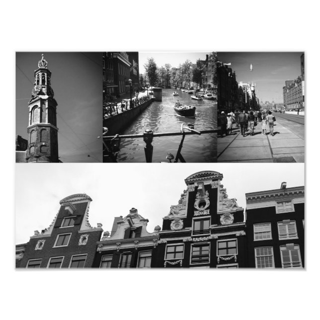 Colagem de fotos Amsterdam 2 em preto e branco (Frente)