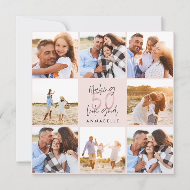 Colagem de fotos brilhantes cor-de-rosa-rosa-50 an (Frente)