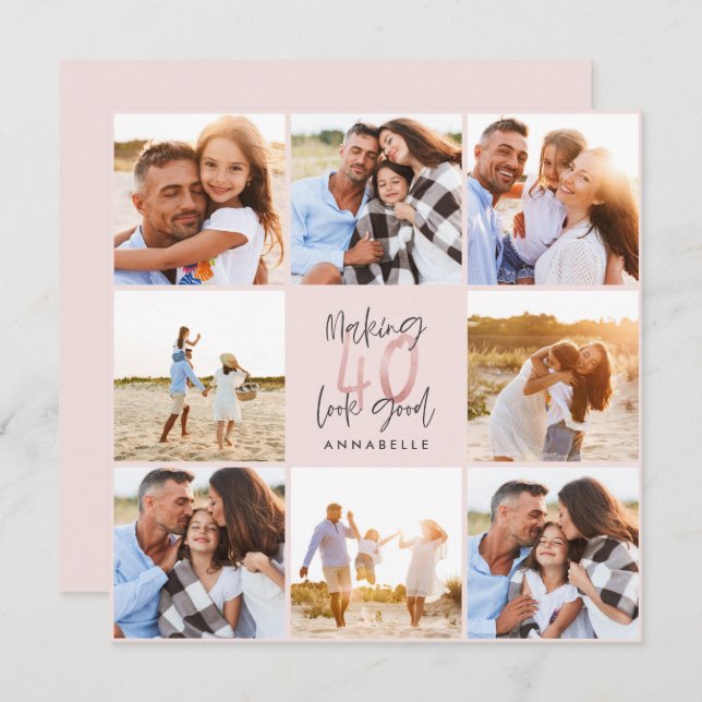 Colagem de fotos cintilantes cintilantes cor-de-ro (Frente/Verso)