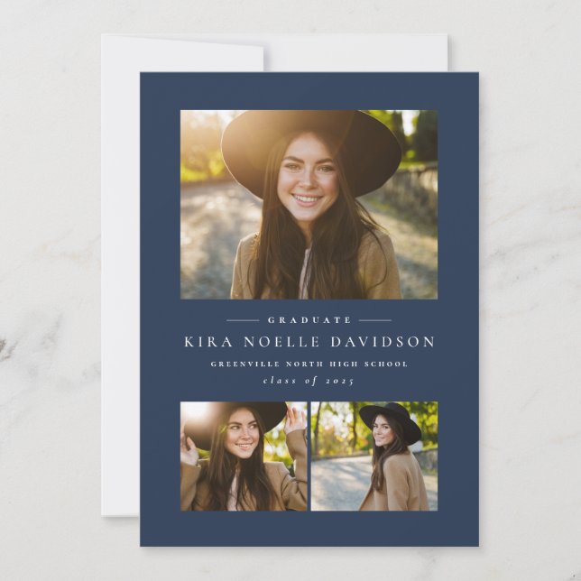 Colagem de fotos clássico anúncio de formatura azu (Frente)