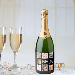 Colagem de fotos com 80 festa de aniversário pret