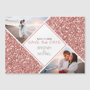 Colagem de Fotos com Glitter Dourado Rosa