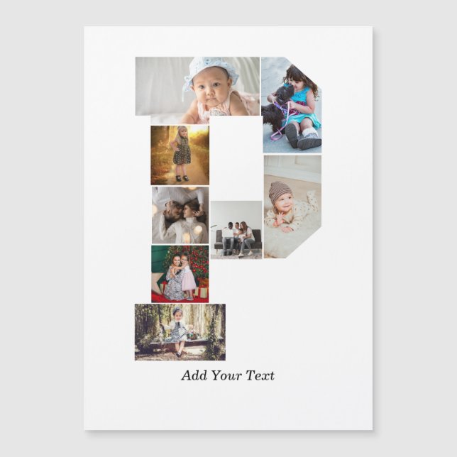 Colagem de Fotos com Letra P em Preto e Branco (Frente)