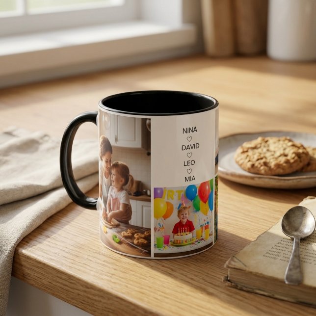 Colagem de Fotos da Família Caneca Nome Personaliz (Criador carregado)