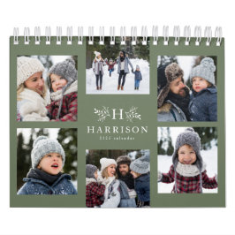 Colagem de fotos da família Sage calendário verde 