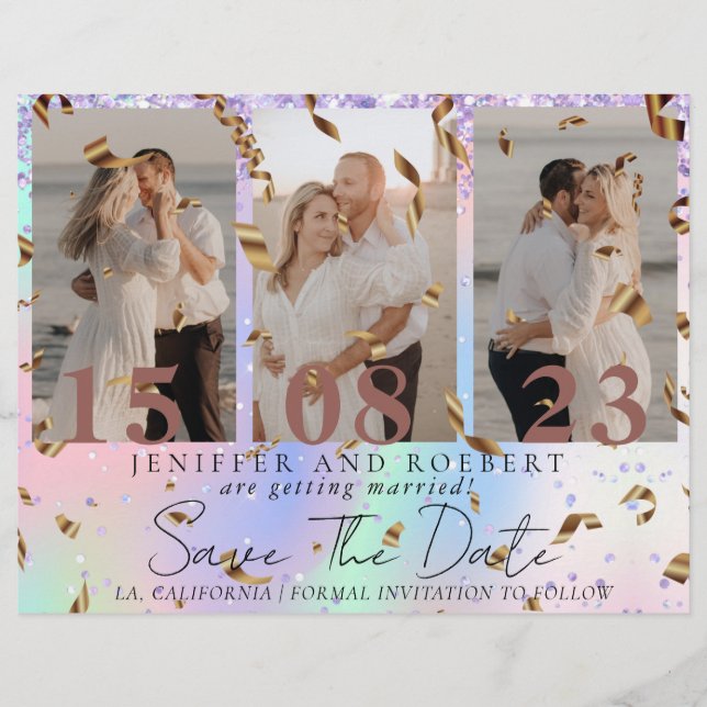 Colagem de Fotos da Sereia Elegante Salve o Cartão (Frente)