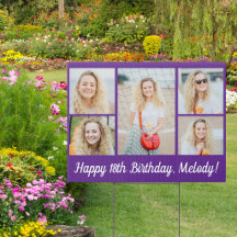 Colagem de Fotos de Aniversário Roxo Fofo no Quint