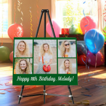 Colagem de Fotos de Aniversário Verde Personalizad