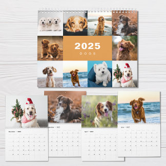 Colagem de Fotos de Cães Moderno Calendário 2025