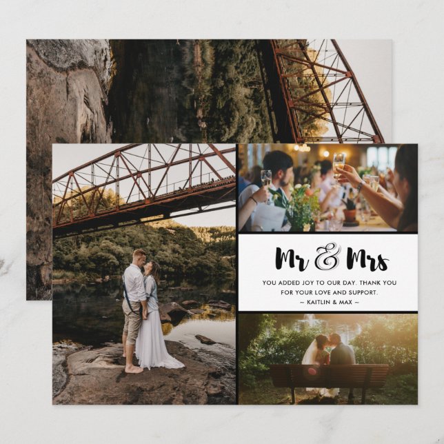 Colagem de Fotos de Casamento Agradecimento Sr e S (Frente/Verso)