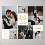 Colagem de Fotos de Casamento Branco da Sra. Wreat<br><div class="desc">Impressão de foto de colagem de casamento com detalhes da folha de ouro: seu monograma,  Sr. & Sra. com seu nome,  sua data de casamento e local do casamento</div>