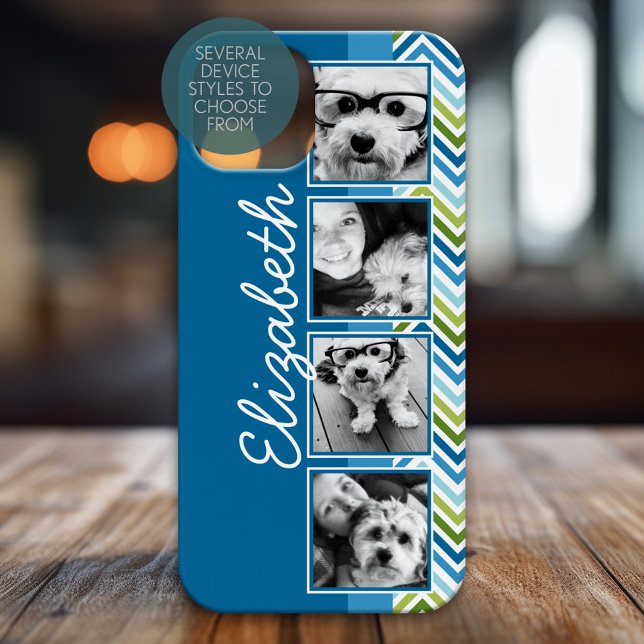 Colagem de Fotos de Chevrons Coloridos Brilhantes (Personalized Phone Case)