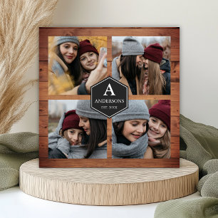 Colagem de Fotos de Família em Madeira de Celeiro