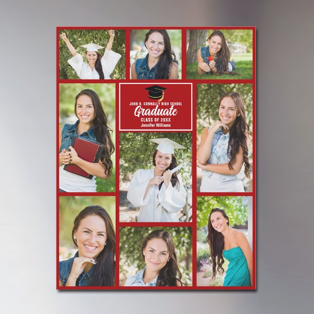 Colagem de Fotos de Graduado Vermelho Ímã de Forma (Criador carregado)