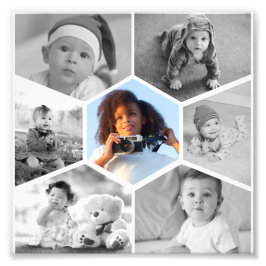 Colagem de Fotos de Hexágono Preto e Branco