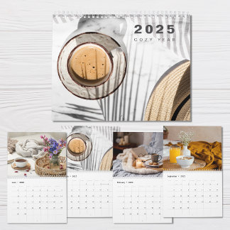 Colagem de Fotos do Ano Aconchegante Calendário Mo