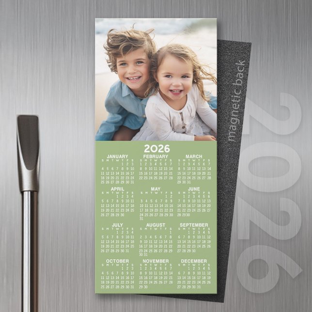Colagem de Fotos do Calendário 1 - Pode Editar Ver (2026 Calendar Magnet for the Fridge or Home Office - Add a Photo for a Personal Touch)