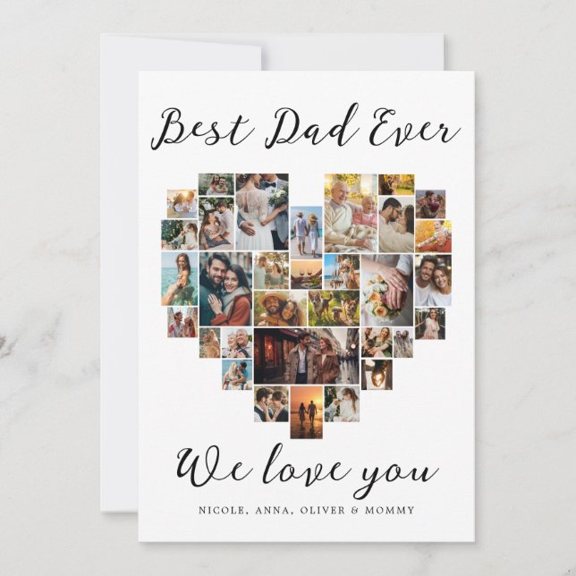 Colagem de Fotos do Coração do Melhor Pai Nunca Fe (Frente)