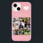 Colagem de fotos do monograma 9 elegante<br><div class="desc">Adicione nove famílias, crianças, animais de estimação ou melhores imagens de amigos e crie a sua bela capa de telefone de colagem fotográfica com o seu nome de monograma dentro inicial de coração branco sobre um fundo feminino de rosa claro. Fácil de personalizar com suas imagens e letras quadradas personalizadas...</div>