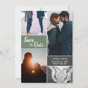 Colagem de fotos do noivado Personalizado Verde Mo