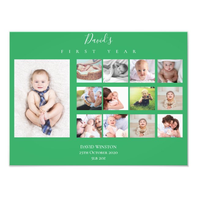 Colagem de Fotos do Primeiro Ano do Boy Baby Keeps (Frente)