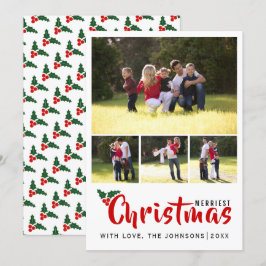 Colagem de fotos e cartão de stripes de Natal mais