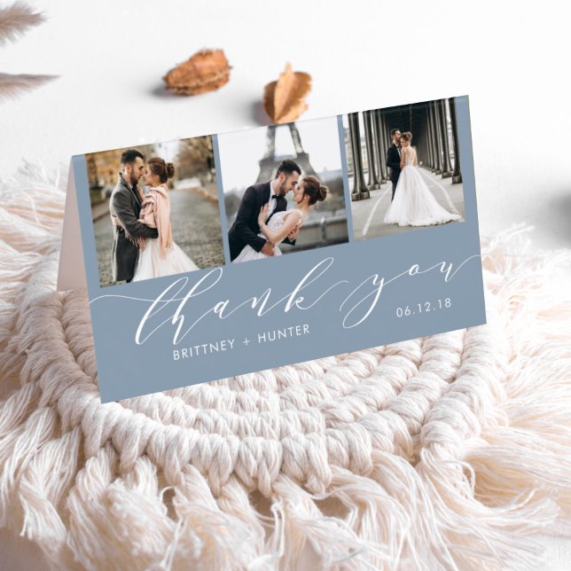 Colagem de Fotos Elegante Dusty Blue 3 Obrigado (Criador carregado)