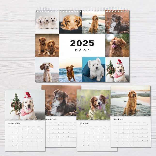 Colagem de Fotos em Cães Calendário Moderno 2025 (Criador carregado)
