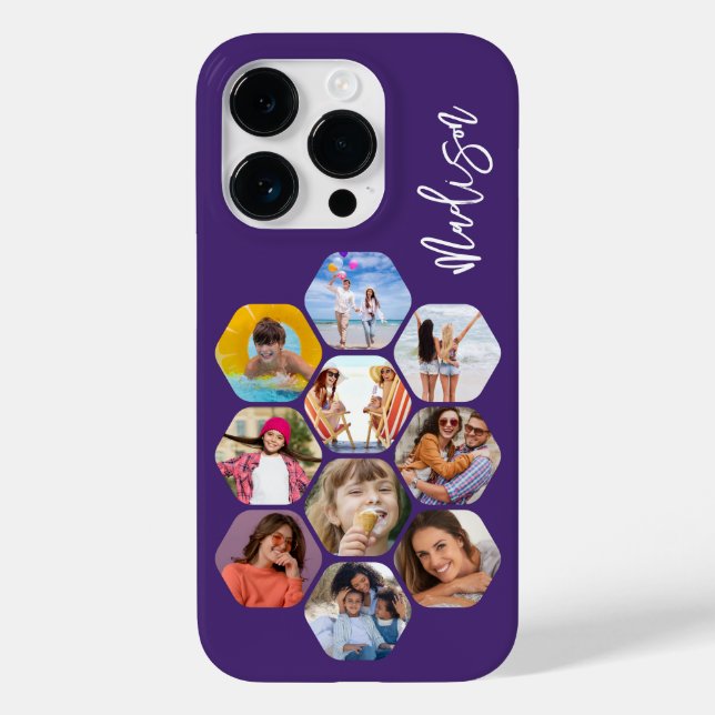 Colagem de Fotos em Hexágono Personalizado com Nom (Verso)