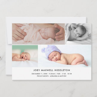Colagem de Fotos Mínima de Anúncio de Nascimento