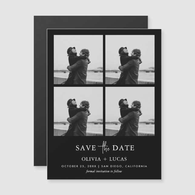 Colagem de Fotos Moderna Magnética Save The Date C (Frente/Verso)