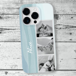 Colagem de Fotos Moderna Nome Azul Legal de Cor da