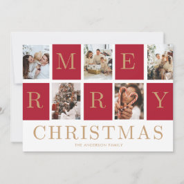 Colagem de Fotos Natal Família Ouro Cartão de Féri
