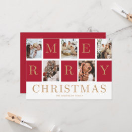 Colagem de Fotos Natal Família Ouro Cartão de Féri