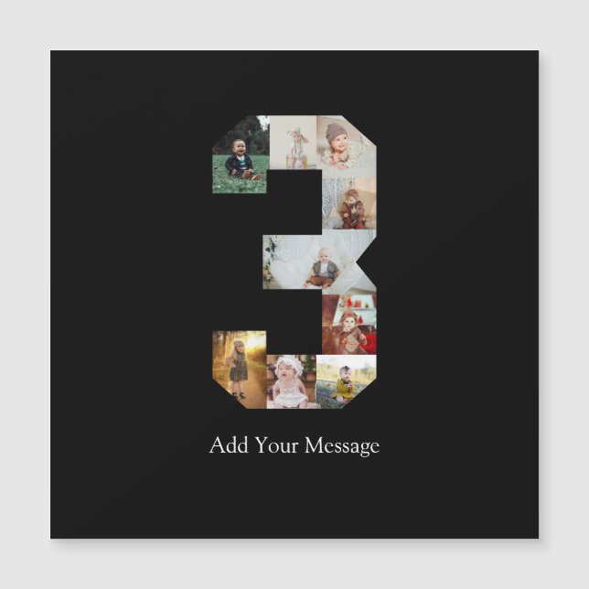 Colagem de Fotos Número 3 Preto e Branco (Frente)