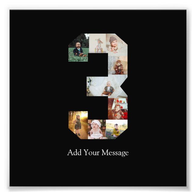 Colagem de Fotos Número 3 Preto e Branco (Frente)